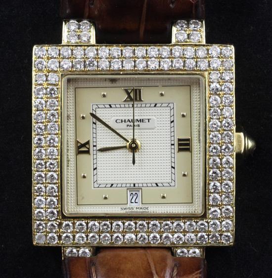 A Swiss 18ct gold and diamond Chaumet automatic dress wrist watch,